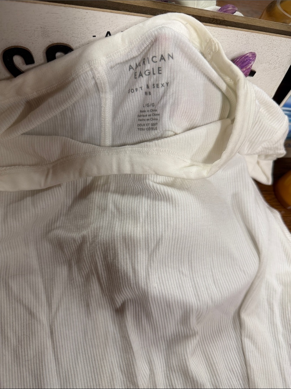 American Eagle Outfitters White Ribbed Crewneck Tank